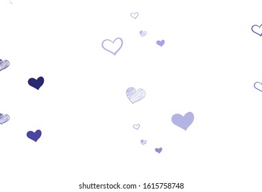 Light Purple vector texture with lovely hearts. Beautiful celebration style hearts on abstract illustration. Design for celebrating of Valentine Day.