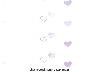 Light Purple vector texture with lovely hearts. Illustration with shapes of gradient hearts on blur backdrop. Pattern for valentine's ad, booklets.