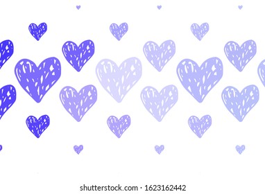 Light Purple vector texture with lovely hearts. Decorative design with hearts in simple style . Design for celebrating of Valentine Day.