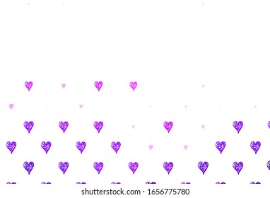 Textura ligera vectorial púrpura con corazones encantadores. Ilustración con formas de corazones degradados sobre fondo borroso. Patrón de regalos de matrimonio, felicitaciones.