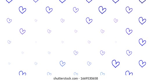 Light Purple vector texture with lovely hearts. Glitter abstract illustration with colorful hearts in romantic style. Design for ad, poster, banner of Valentine Day.