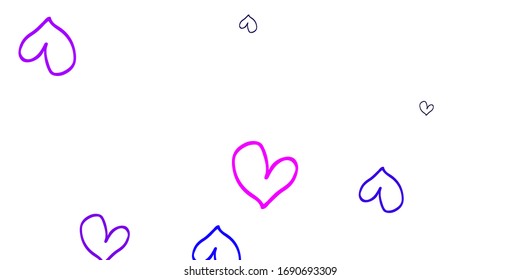 Textura ligera vectorial púrpura con corazones encantadores. Hermosa ilustración de color con corazones en estilo de celebración. Diseño para su anuncio de aniversario.