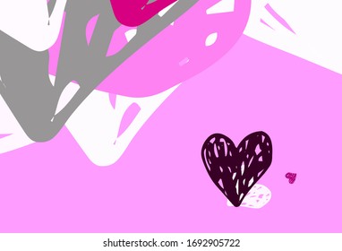Light Purple vector texture with lovely hearts. Decorative design with hearts in simple style . Design for celebrating of Valentine Day.