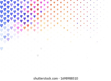 Leichte violette Vektorillustration mit liebevollen Herzen. Dekoratives Design mit Herzen in einfachem Stil . Muster für Karneval, Festivalromantik.