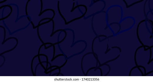 Light Purple vector texture with lovely hearts. Blurred decorative design in doodle style with hearts. Pattern for marriage gifts, congratulations.