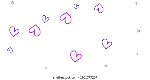 Light Purple vector texture with lovely hearts. Illustration with hearts in love concept for valentine's day. Design for your business advert of anniversary.