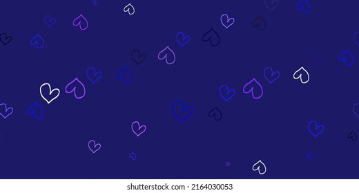 Light Purple vector texture with lovely hearts. Beautiful colored illustration with hearts in celebration style. Template for Valentine's greeting postcards.
