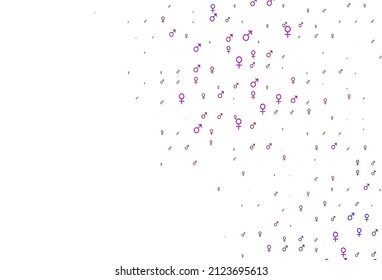 Light purple vector texture with male, female icons. Smart illustration in colorful gradient style with gender signs. Modern design for unisex wallpapers.