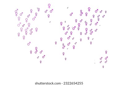Light purple vector texture with male, female icons. Abstract illustration with colorful gradient gender symbols. Smart design for dating applications.