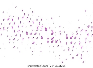 Textura vectorial púrpura clara con iconos masculinos y femeninos. Gradiente niño aislado de color, símbolos de chica de estilo abstracto. Diseño básico para sitios web de citas.