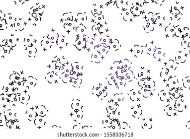 Light Purple vector texture with mathematic symbols. Colored mathematic signs with gradient on white background. Pattern for posters, banners of math books.