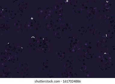 Light Purple vector texture with mathematic symbols. Colored mathematic signs with gradient on white background. Pattern for posters, banners of math books.