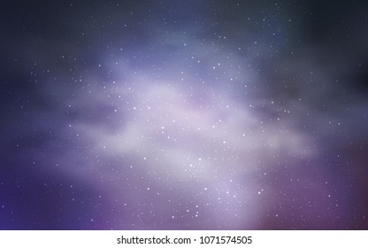 Light Purple vector texture with milky way stars. Blurred decorative design in simple style with galaxy stars. Pattern for futuristic ad, booklets.