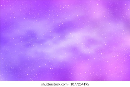 Light Purple vector texture with milky way stars. Blurred decorative design in simple style with galaxy stars. Pattern for futuristic ad, booklets.