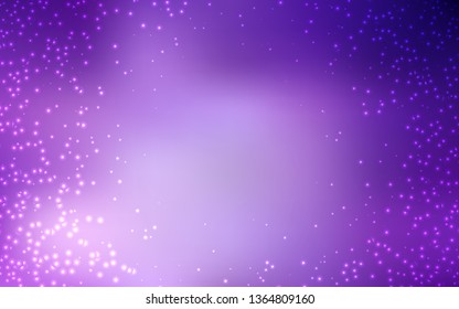 Light Purple vector texture with milky way stars. Glitter abstract illustration with colorful cosmic stars. Smart design for your business advert.