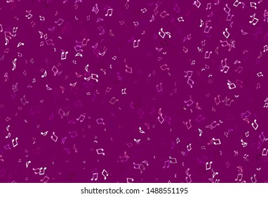 Light Purple vector texture with musical notes. Shining illustration of colorful gradient music notes. Pattern for festival leaflets.