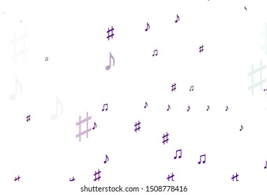 Light Purple vector texture with musical notes. Isolated colorful music keys on abstract background. Pattern for festival leaflets.