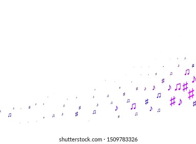 Light Purple vector texture with musical notes. Isolated colorful music keys on abstract background. Pattern for websites of musitians.