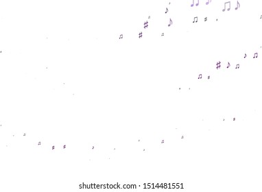 Light Purple vector texture with musical notes. Decorative design in abstract style with music shapes. Modern design for wallpapers.