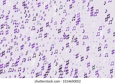 Light Purple vector texture with musical notes. Abstract illustration with colorful symbols of melody. Template for fasion magazines.