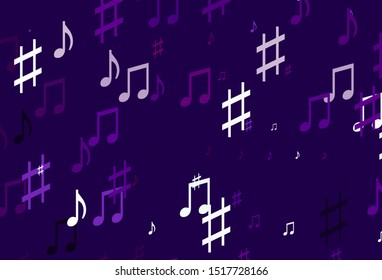 Light Purple vector texture with musical notes. Isolated colorful music keys on abstract background. Pattern for festival leaflets.