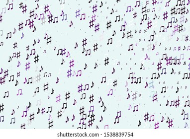 Light Purple vector texture with musical notes. Modern abstract illustration with melody keys. Pattern for websites of musitians.