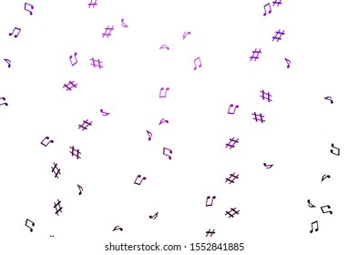 Light Purple vector texture with musical notes. Isolated colorful music keys on abstract background. Template for fasion magazines.
