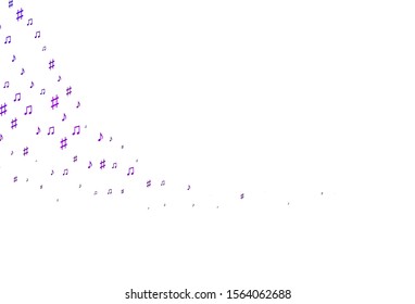 Light Purple vector texture with musical notes. Shining illustration of colorful gradient music notes. Template for fasion magazines.