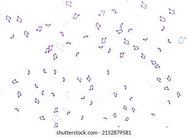 Light Purple vector texture with musical notes. Shining illustration of colorful gradient music notes. Modern design for wallpapers.