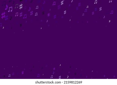 Light Purple vector texture with musical notes. Abstract illustration with colorful symbols of melody. Template for fasion magazines.