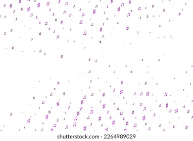Light Purple vector texture with musical notes. Modern abstract illustration with melody keys. Template for fasion magazines.
