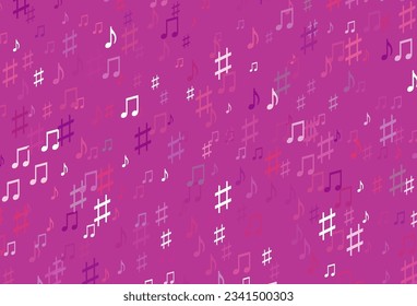 Light Purple vector texture with musical notes. Decorative design in abstract style with music shapes. Modern design for wallpapers.
