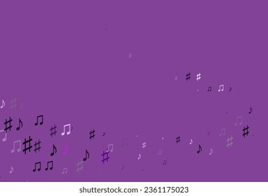 Textura vectorial ligera púrpura con notas musicales. Diseño decorativo de estilo abstracto con formas musicales. Patrón de anuncios escolares, folletos.