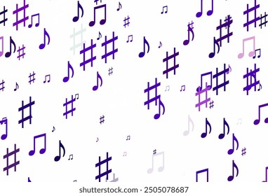 Light Purple vector texture with musical notes. Modern abstract illustration with melody keys. Pattern for websites of musitians.