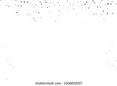 Light Purple vector texture with playing cards. Blurred decorative design of hearts, spades, clubs, diamonds. Pattern for booklets, leaflets of gambling houses.