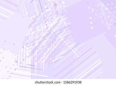 Light Purple vector texture with poly style with circles, cubes. Decorative design in abstract style with lines, dots, cubes. Modern template for landing page.