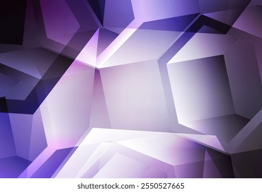 Hellviolette Vektortextur mit Poly-Stil mit Würfeln. Linien, Rhombus mit buntem Farbverlauf. Modernes Design für Ihre Visitenkarte.