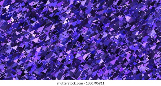Textura vectorial púrpura clara con triángulos aleatorios. Ilustración de material web con triángulos abstractos coloridos. Una adición fácil a sus comerciales.