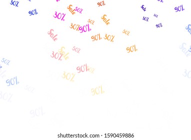 Light Purple vector texture with selling prices 30, 50, 90 %. Illustration with signs of sales on abstract template. Backdrop for super sales on Black Friday.