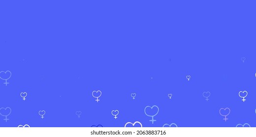 Light Purple vector texture with women rights symbols. Colorful feminism symbols with a gradient in modern style. Simple design for your web site.