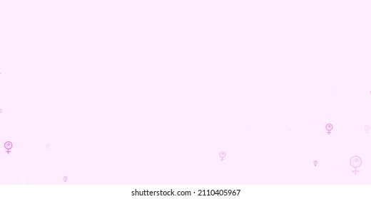 Light Purple vector texture with women rights symbols. Colorful feminism symbols with a gradient in modern style. Best design to show the power of women.