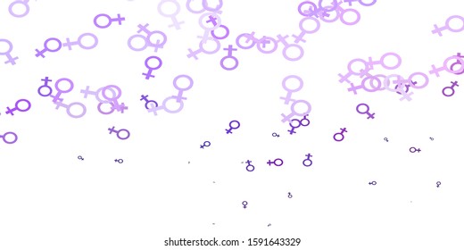 Light Purple vector texture with women's rights symbols. Colorful feminism symbols with a gradient in modern style. Sample for your web designers.