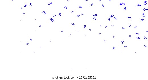 Light Purple vector texture with women's rights symbols. Colorful feminism symbols with a gradient in modern style. Background for ui designers.