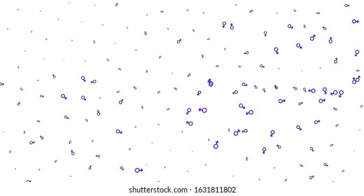 Light Purple vector texture with women's rights symbols. Illustration with signs of women's strength and power. Background for International Women’s Day.