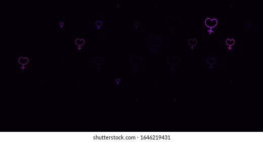 Light Purple vector texture with women's rights symbols. Illustration with signs of women's strength and power. Background for International Women’s Day.