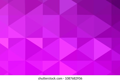 Light Purple vector triangle mosaic texture. Creative illustration in halftone style with gradient. Textured pattern can be used for background.