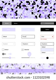 Light Purple vector ui ux kit with circles. Colorful ui/ux kit with header consisted of spheres. This template you can use for landing pages.