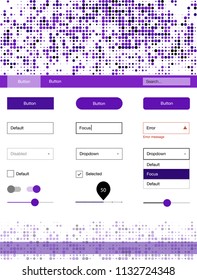 Light Purple vector ui ux kit with circles. Web ui kit with abstract gradient circles in its header. This sample is for your landing page.