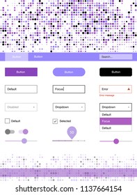 Light Purple vector ui ux kit with circles. Decorative ui kit design in abstract style with colorful dots. Beautiful layout for websites, landing pages.