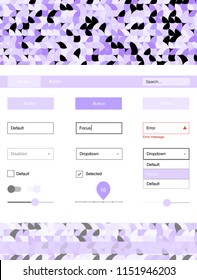 Light Purple vector ui ux kit with circles. Beautiful ui ux kit with colorful dots in its header. This sample is for your landing page.